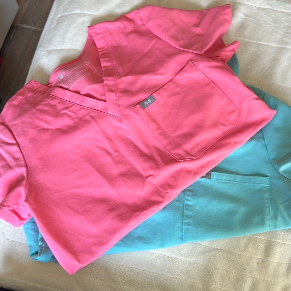 NEON blue and pink Catarina Scrub Tops